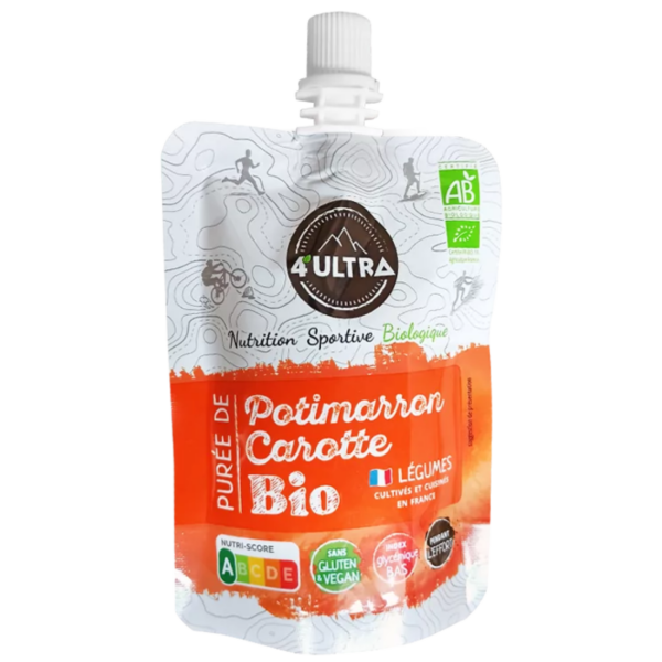 Purée salée bio-Potimarron-carotte-4ULTRA -muntanya-equipement-vetement-running-trail-alimentation-made-in-france-homme-femme-magasin-tenue