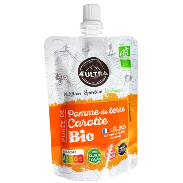 Purée salée bio pomme de terre-carotte-4ULTRA -muntanya-equipement-vetement-running-trail-alimentation-made-in-france-homme-femme-magasin-tenue