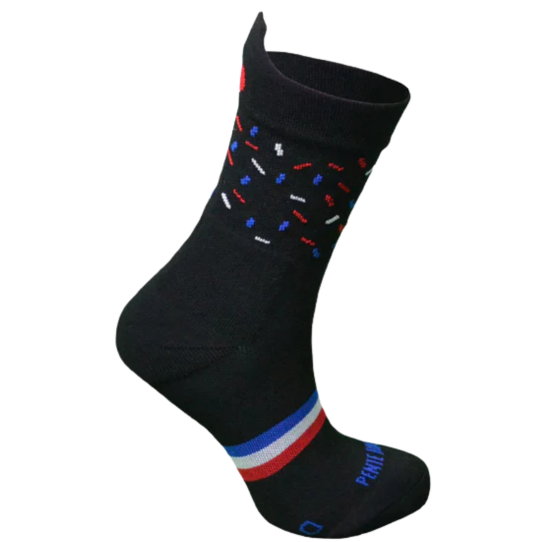 Chaussettes hautes running noires confettis | PENTE DOUCE