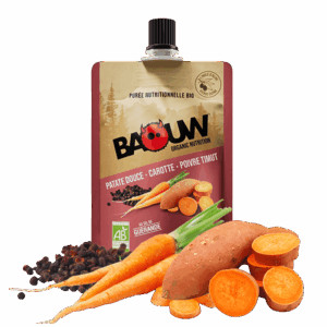 Purée salée bio patate-douce-carotte-poivre-timut-baouw-muntanya-equipement-vetement-running-trail-alimentation-made-in-france-homme-femme-magasin-tenue