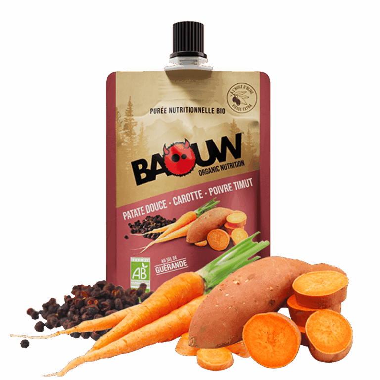 Purée salée bio patate-douce-carotte-poivre-timut-baouw-muntanya-equipement-vetement-running-trail-alimentation-made-in-france-homme-femme-magasin-tenue