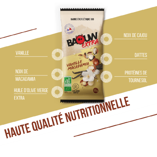 Barre Énergétique BIO (50g) Vanille - Macadamia | Baouw