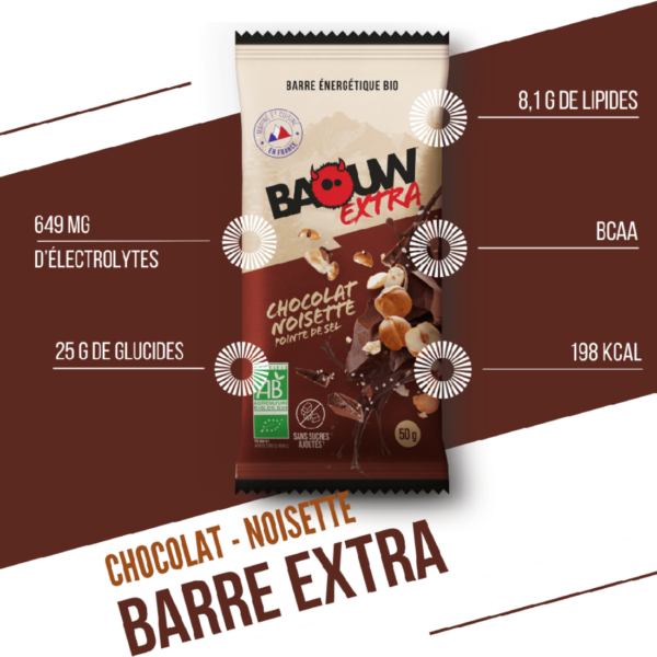 Barre Énergétique BIO (50g) Chocolat - Noisette | Baouw